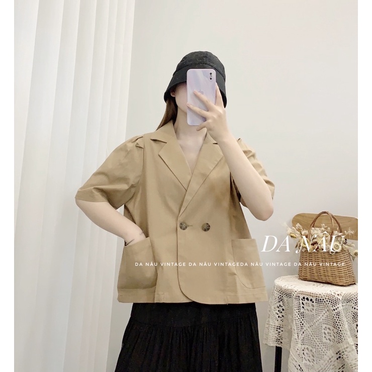 áo blazer nữ mùa hè dáng croptop vải linen phong cách ulzzang (ảnh shop chụp thật 100%)