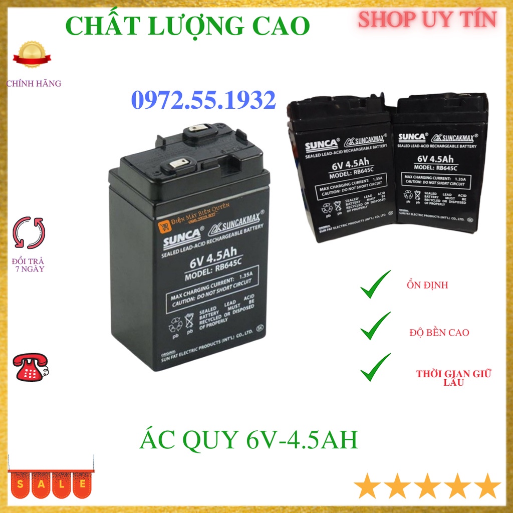 Bình ắc quy 6v 4.5A dùng cho quạt tích điện