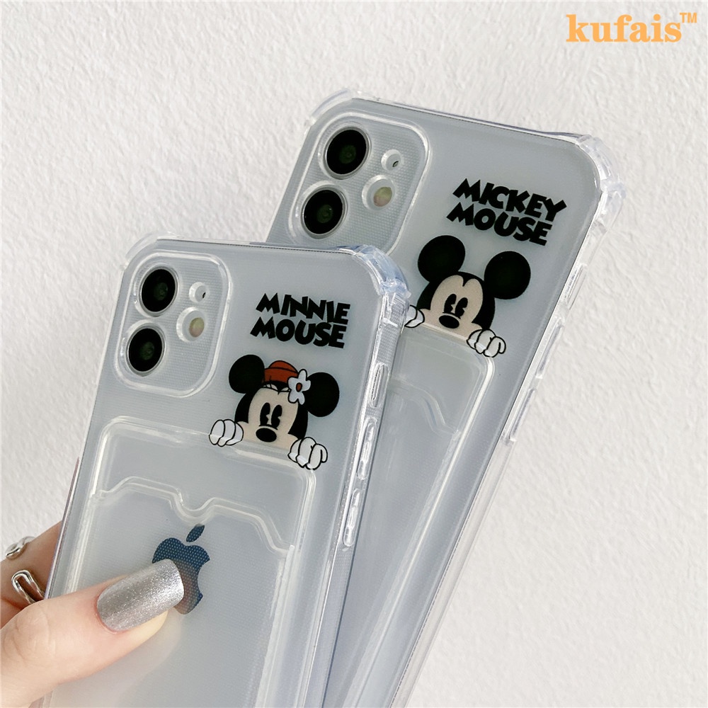 Ốp điện thoại trong suốt hình Mickey/ Minnie đáng yêu cho iPhone 12 Pro MAX 7 8 Plus X XR XS 11 Pro Max SE 2020