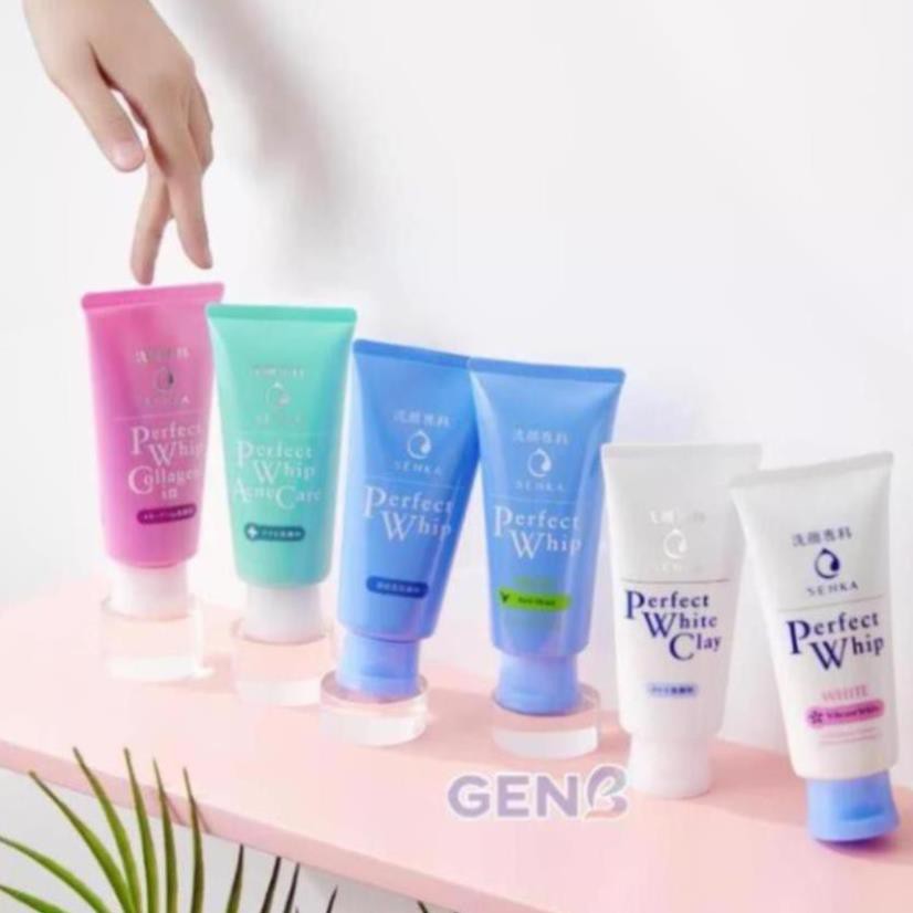 [CAO CẤP] Sữa Rửa Mặt Tạo Bọt SENKA NHẬT BẢN Senka Perfect Whip COLLAGEN Shiseido Da Mụn Da Khô Da Dầu Mỹ Phẩm GENB