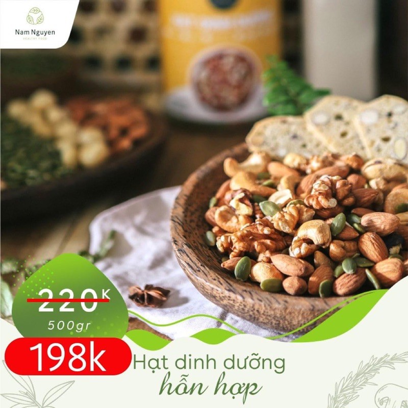 500gr-Mixed nuts 5 loại hạt không đường