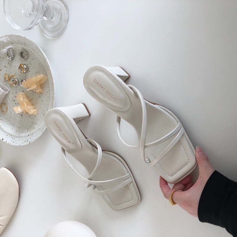 Giày Cao Gót 5-8cm Hở Ngón Thời Trang Quyến Rũ Cho Nữ