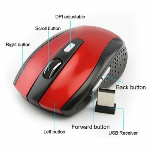 Chuột quang không dây 1600DPI 2.4GHz với bộ thu USB cho PC/Máy tính xách tay