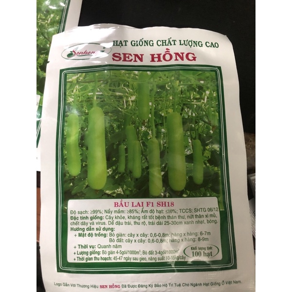 Bầu lai SH18 sen hồng 100 hạt.