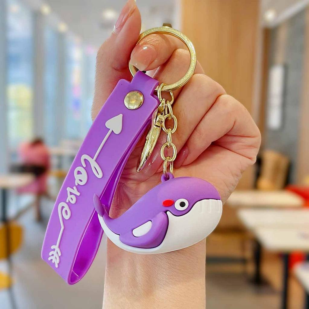 Móc khóa cá voi nhiều màu cute, móc khóa ô tô trang trí balo túi xách