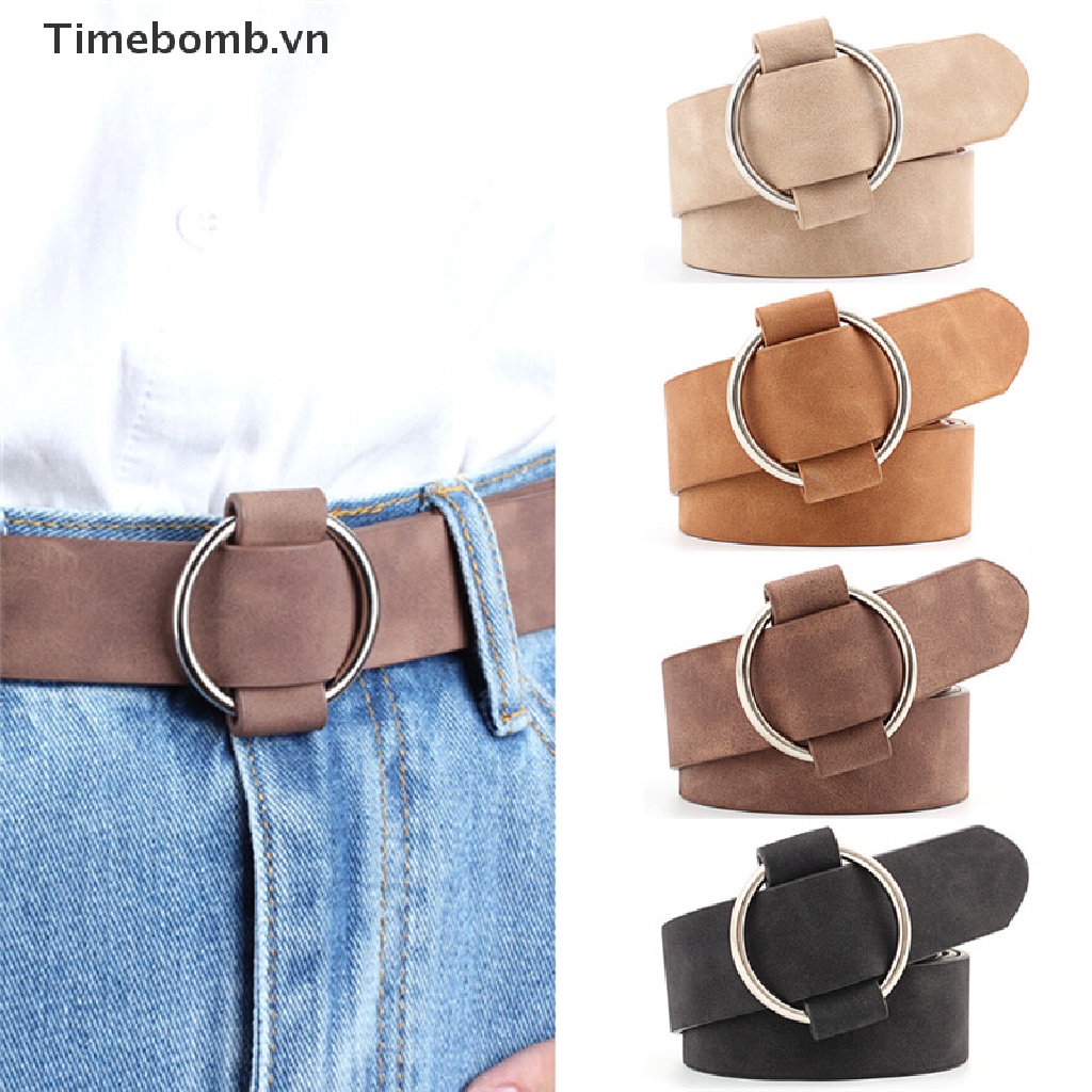 Thắt Lưng Da Khóa Tròn Kim Loại Phong Cách Boho Cổ Điển Thời Trang Cho Nữ