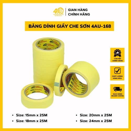 Băng keo giấy đủ size không để lại keo 4AU Băng dính vàng viết chữ, chặn màu nước, màu Acrylic, sơn, chịu nhiệt_VATTUSON