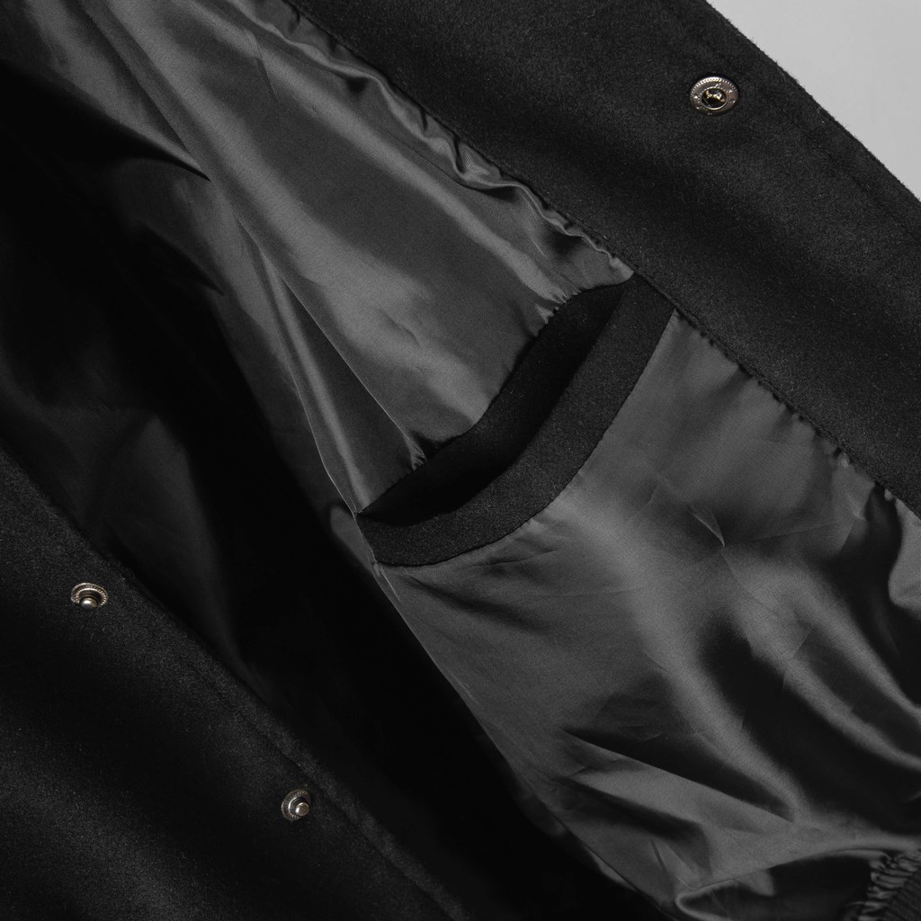 Áo khoác Bomber nam họa tiết trơn Felt And Leather chất ép từ Len giữ nhiệt và thoáng - FEAER DENIM #8