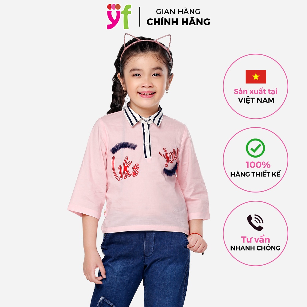 Áo Kiểu Cho Bé Gái Thêu Lông Mi, Vải Cotton Mềm Mát YF - 8AX531
