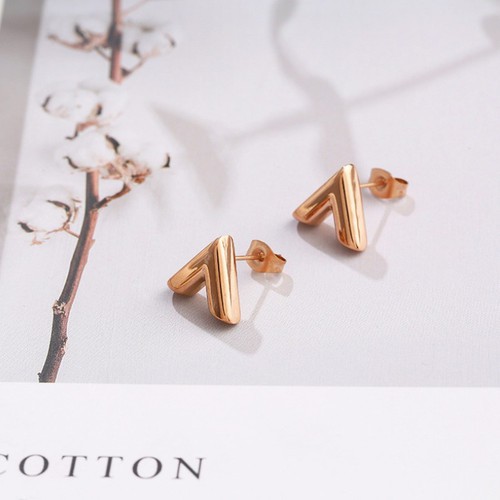 Bông Tai Chữ V Titan Ko Đen TT 3494