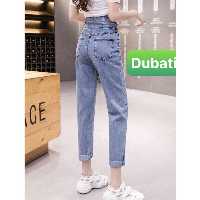 QUẦN BAGGY JEAN NỮ XANH 3 NÚT LƯNG SIÊU CAO NÂNG MÔNG HÀN QUỐC CAO CẤP - DB 396- DUBATI FASHION