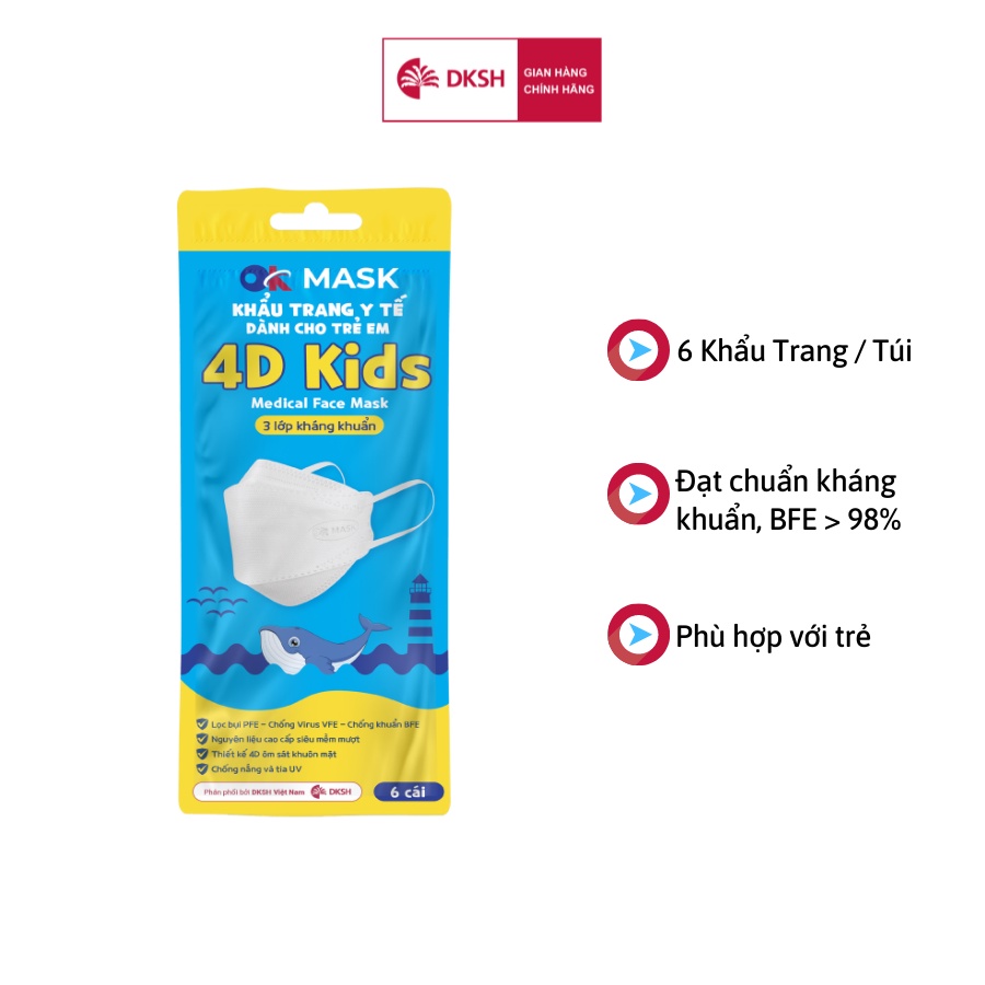 Khẩu Trang Y Tế Kháng Khuẩn Cao Cấp OK Mask 4D Kid