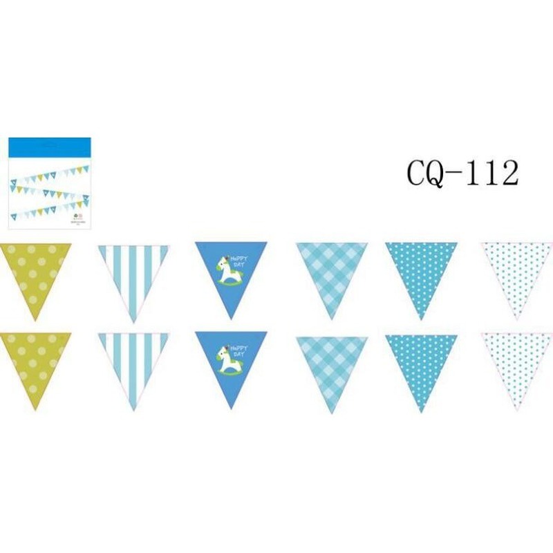 Dải Băng Rôn 12 Lá Cờ Đầy Màu Sắc Dài 2.5M Trang Trí Sinh Nhật Bé