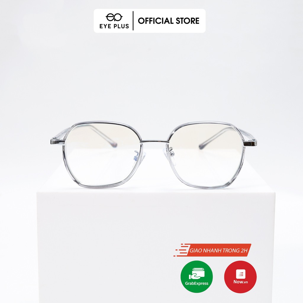 Gọng kính cận nam nữ thời trang Eye Plus dáng vuông tròn viền bọc nhựa E350-N2177