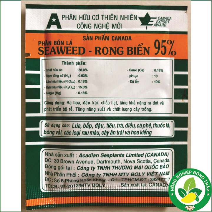 Phân Bón Lá Hữu Cơ Khoáng SEAWEED 95% Rong Biển (gói 10gr)