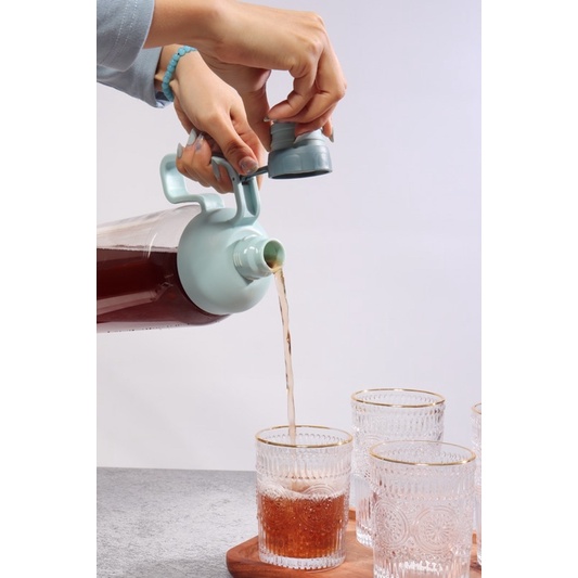 Bộ Trà tự pha Đậu Đen Xanh lòng Mộc thanh Trà + Bình nước tritan CAPACITY 1800ML bộ trà giải nhiệt, uống nước gia đình