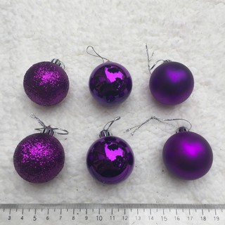 Hộp 6 quả châu 4cm treo cây thông noel trang trí giáng sinh (màu tím)