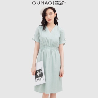 Đầm nữ cổ v tay nơ cách điệu gumac db746