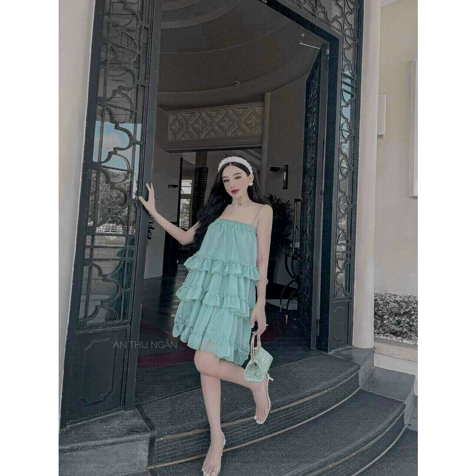 Đầm tiểu thư công chúa, đầm maxi 2 dây voan 3 tầng , đầm ngắn voan bèo xoè dễ thương đi chơi đi biển siêu xinh