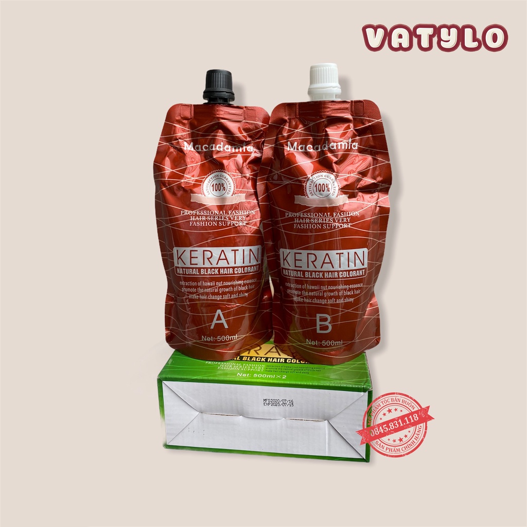 Nhuộm đen MACADAMIA 1000ml Nhuộm tóc bạc Không dính da đầu Phủ bạc tóc nhanh và tiết kiệm CT38