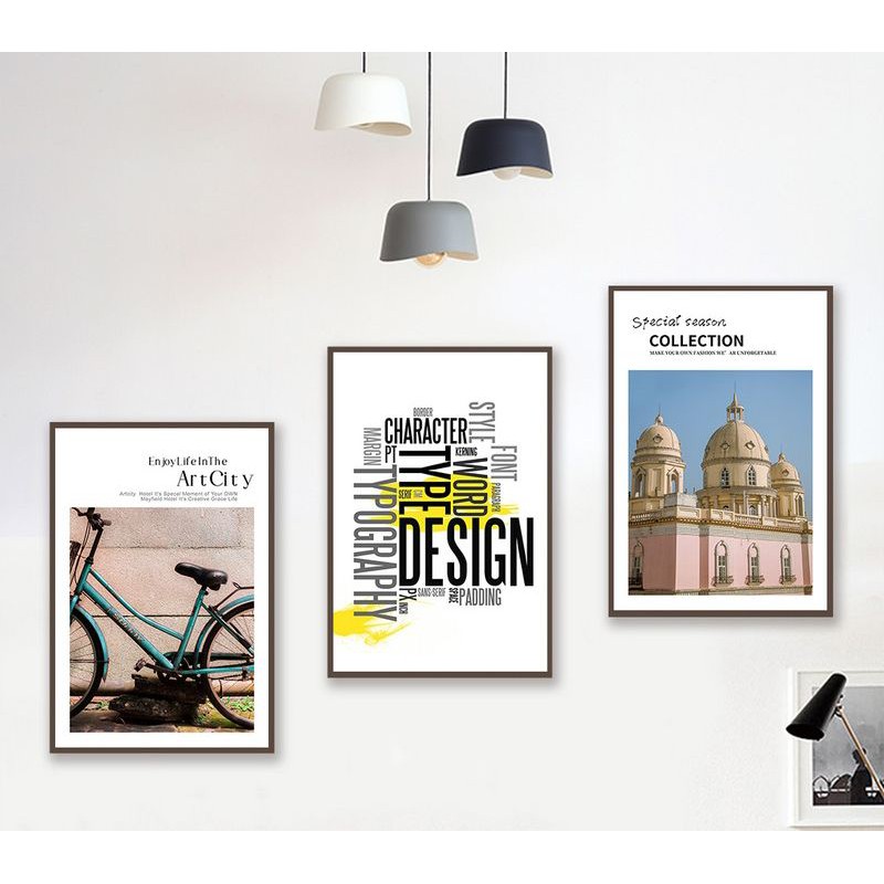 Bộ 3 Tranh Treo Tường Canvas CAO CẤP Xe Oto Cổ Thành Phố Quotes Động Lực Tone Xanh Dương Decor Khách Sạn Resort-MELYHOME