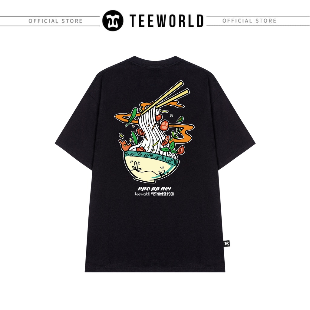 Áo thun món ăn Việt Nam - áo thun Teeworld TW x Vietnamese Food - Phở Hà Nội Nam Nữ Trắng Đen Form Rộng Unisex
