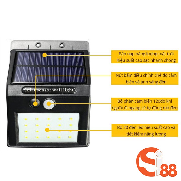 Đèn năng lượng mặt trời cảm biến chống trộm thế hệ mới tiết kiệm điện chống thấm nước - Loại 30 chip led GD203
