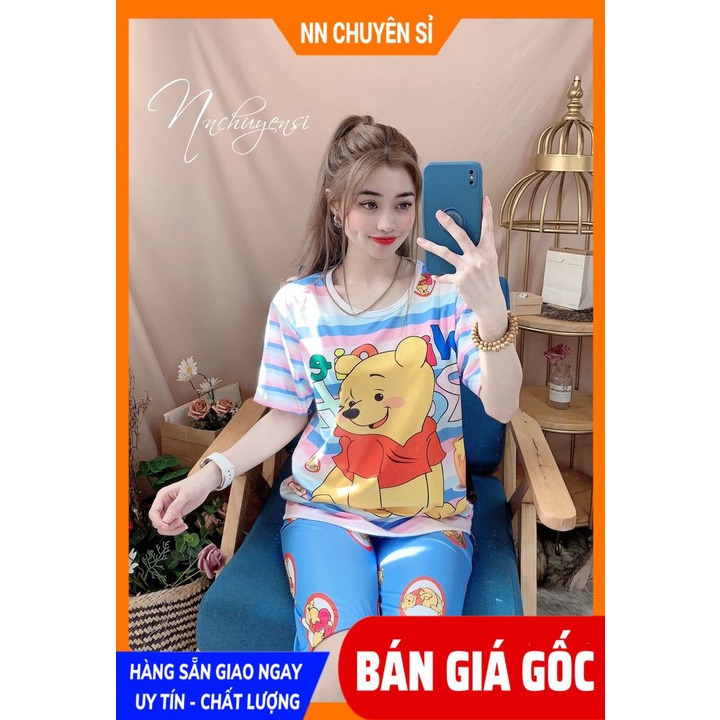 Đồ bộ thun 3D quần LỬNG mẹ và bé size đến 70kg chất thun mềm mát in hình hoạt hình dễ thương DBRBL FULL SIZE