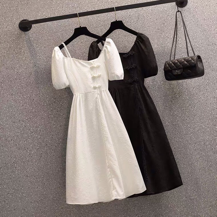 R91533-1 Đầm xoè ngắn tay nữ hè cho người mập hàng nhập