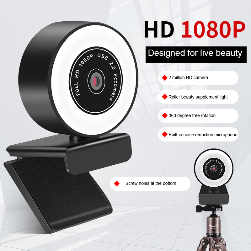 Webcam Máy Tính 1080p 2k Tự Động Lấy Nét Có Đèn Led Kèm Micro Cho Youtube Liv | BigBuy360 - bigbuy360.vn
