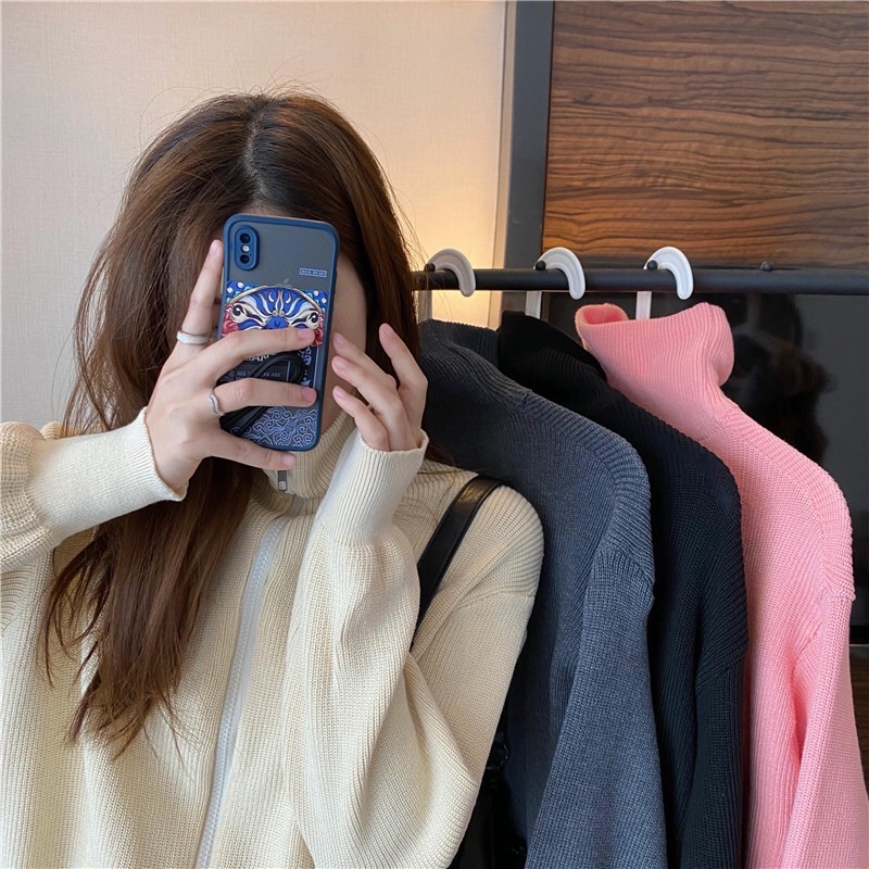 Áo khoác len quảng châu kéo khóa thời trang nữ thu đông