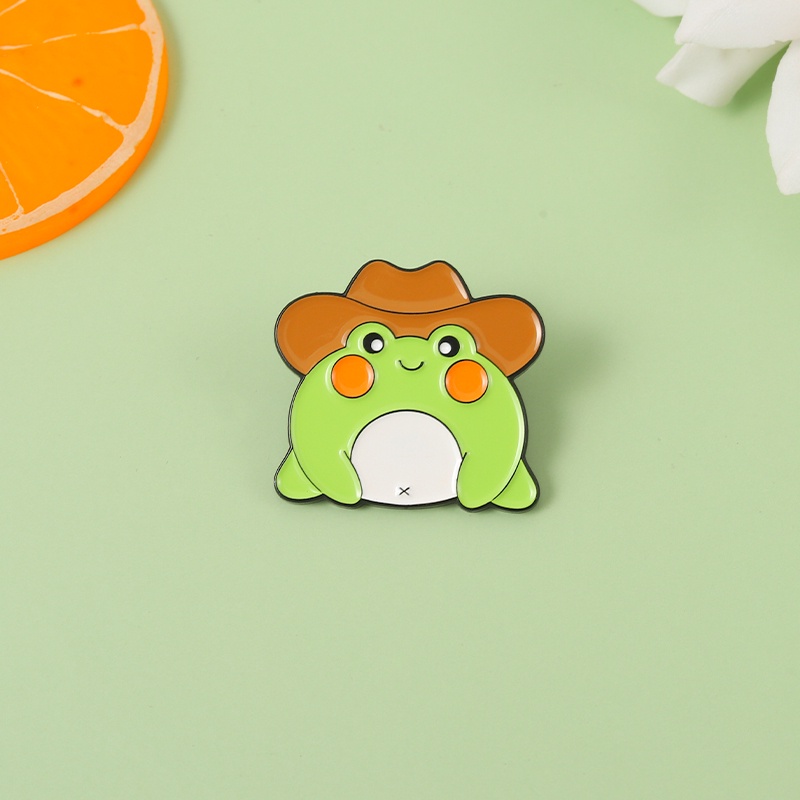 Ghim cài áo QIHE JEWELRY thiết kế chú ếch hoạt hình đáng yêu dễ thương