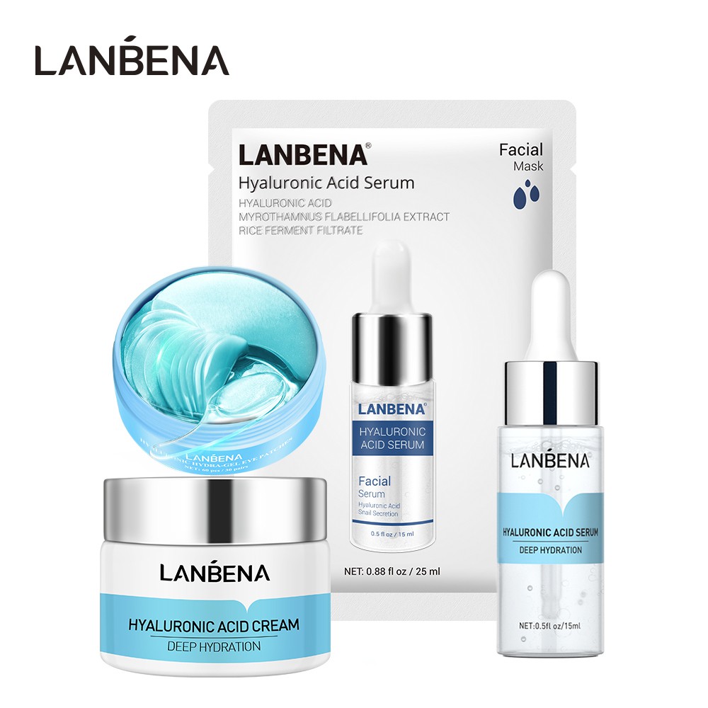Bộ 4 Mỹ Phẩm Dưỡng Mắt Lanbena Bằng Axit Hyaluronic Hỗ Trợ Dưỡng Ẩm Chống Lão Hóa