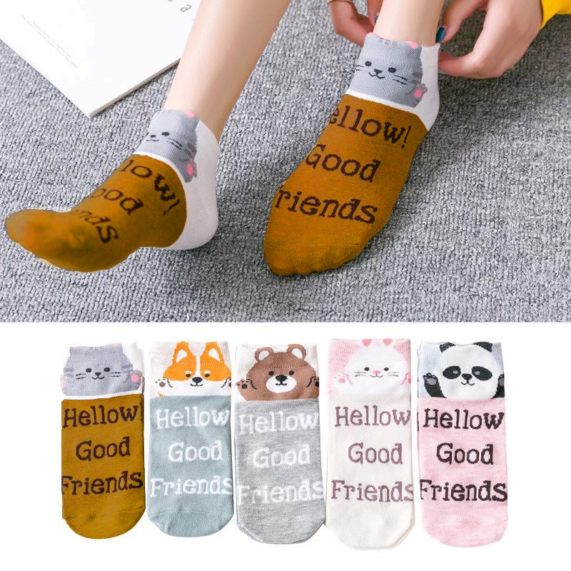 Tất mềm mại in họa tiết động vật xinh xắn dành cho nữ