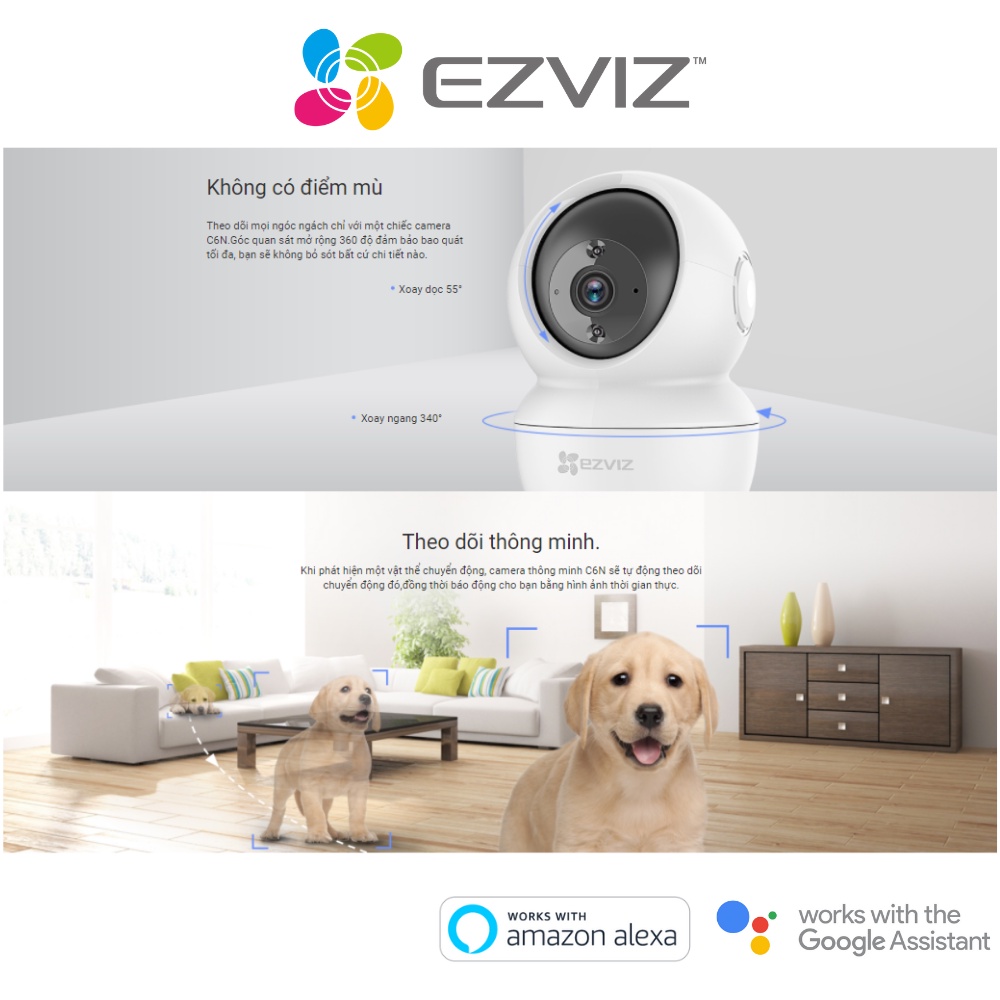 Camera EZVIZ C6N, wifi trong nhà, quay quét 360 độ, độ phân giải 1080p