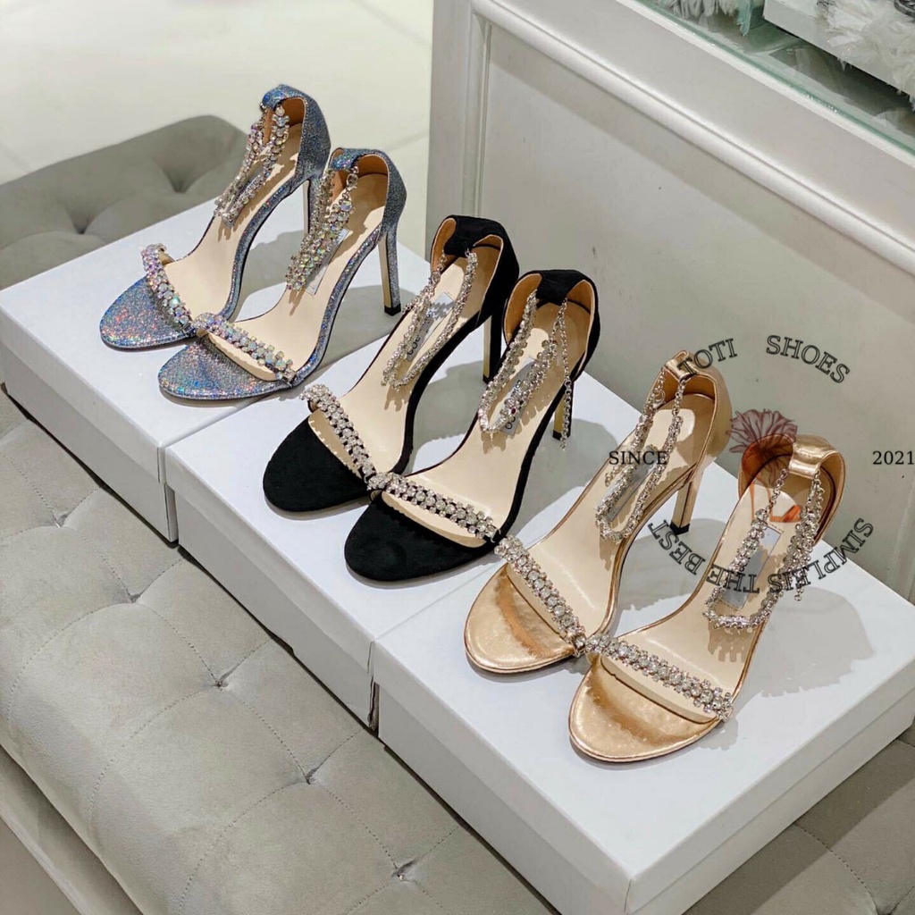 GIÀY CAO GÓT TOTIIE STORE - GUỐC NỮ QUAI NGANG MẢNH ĐÍNH HẠT - GIÀY THỜI TRANG BÍT GÓT KHÓA CÀI 9 PHÂN - G2207600