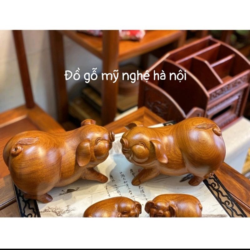 Tượng con lợn gỗ hương 20cm
