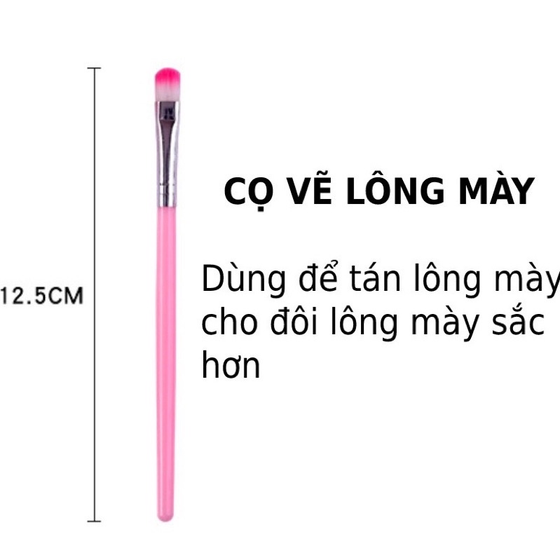 Bộ cọ trang điểm make up 5 món mini tiện lợi màu hồng size 12.5-13.5cm