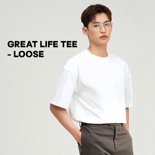 Áo thun nam nữ SSSTUTTER refined fit sơ vin linh hoạt form regular thêu logo GREAT LIFE TEE - LOOSE