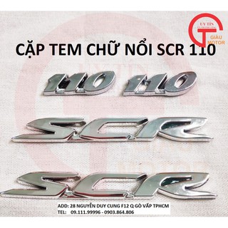 BỘ CHỮ NỔI SCR 110 MÀU BẠC BẮNG NHỰA DÁN XE MÁY