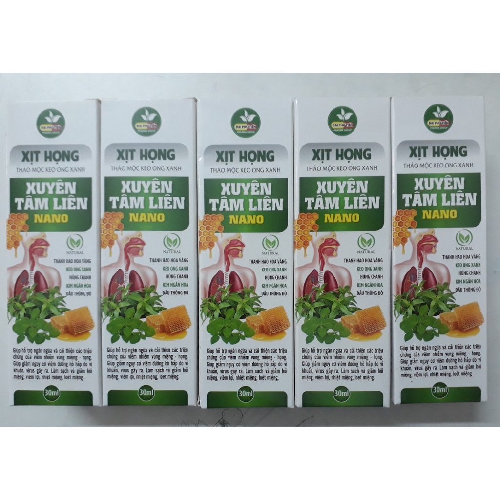 Xịt họng Xuyên Tâm Liên Nano - Thảo mộc keo ong xanh (30ml)