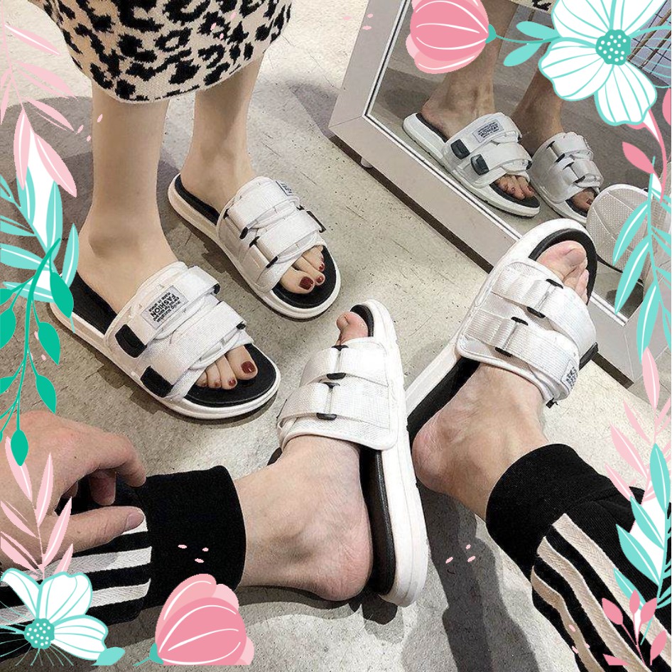 ktoan Dép lê nam nữ 2 quai ngang dán phong cách ulzzang Hàn Quốc thời trang cực hot T