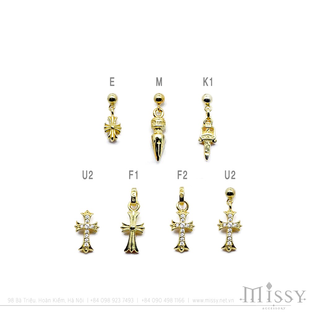 Khuyên tai Chrome Heart Bạc S925