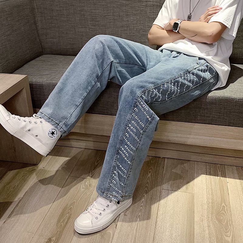 Quần Jeans dài ống rộng thời trang Retro cho nam