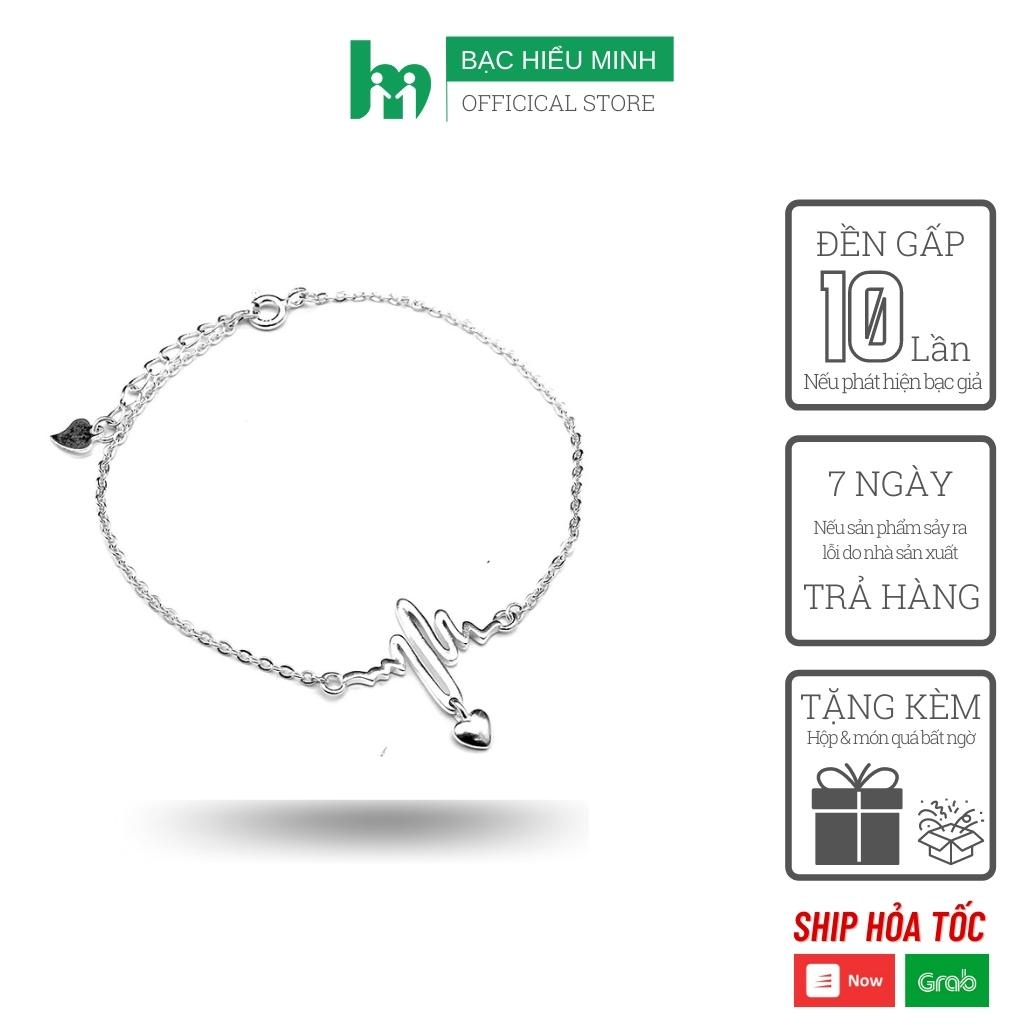 Vòng tay nữ BẠC HIỂU MINH LTU294 họa tiết hình nhịp tim đơn giản thanh lịch