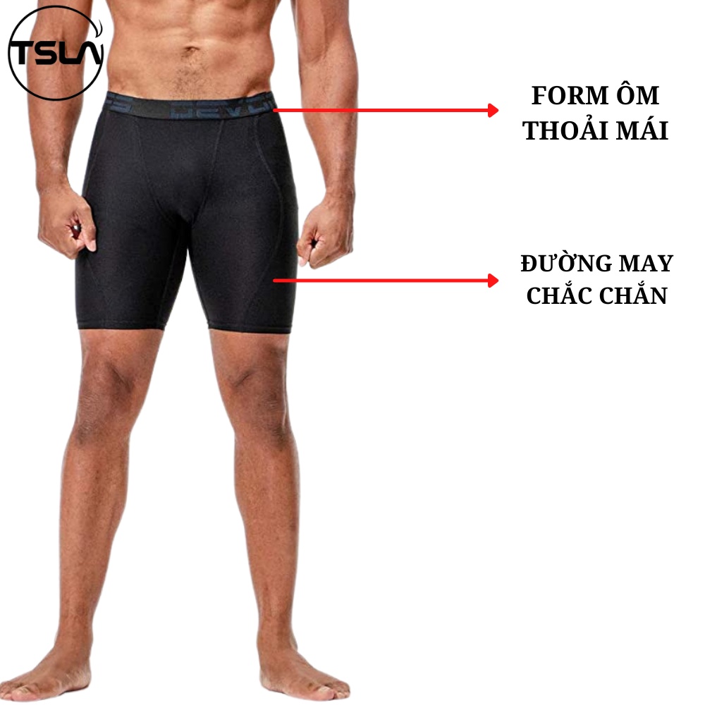 Quần legging thể thao nam ngắn Devops đùi 1 2 chất thun bó cơ combat giữ nhiệt tập gym đá banh bóng rổ chạy bộ yoga bơi