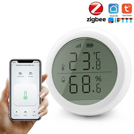 Cảm biến nhiệt độ và độ ẩm Zigbee Tuya/Smart Life loại có màn hình hiển thị - cập nhật tốc độ nhanh