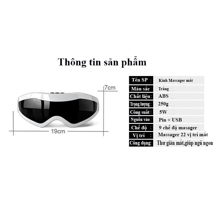 Kính Massager mắt ,nhỏ gọn , tiện lợi, cơ chế đa năng giúp bạn có những phút giây thư giãn thoải mái, hiệu quả