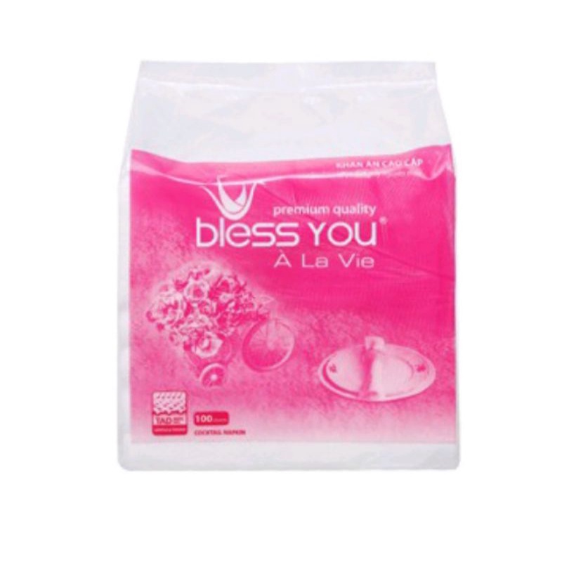 Khăn giấy ăn cao cấp BLESS YOU 100 Tờ 23×23 Gói Nhỏ.