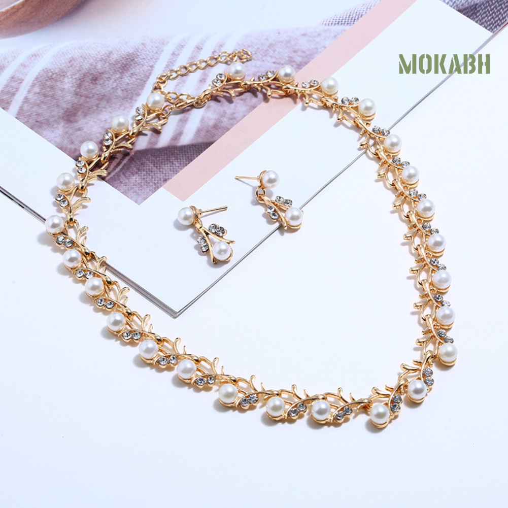 Bộ Trang Sức Đính Ngọc Trai Nhân Tạo Thanh Lịch Dành Cho Nữ